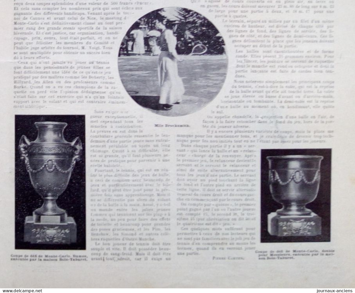 1901 TOURNOI DE TENNIS DE MONTE CARLO - HILLYARD -  LA VIE AU GRAND AIR - Altri & Non Classificati