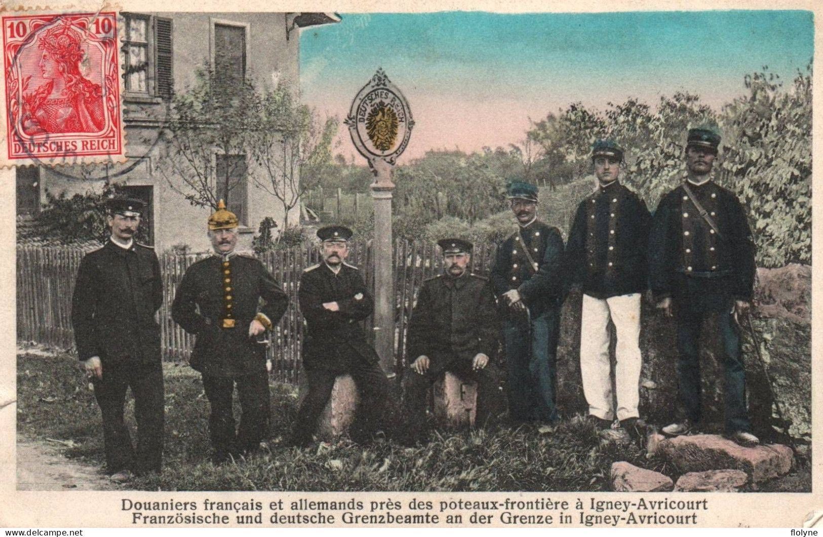 Douane - Douaniers Français Et Allemands Près Des Poteaux Frontière à Igney Avricourt - Aduana - Zoll