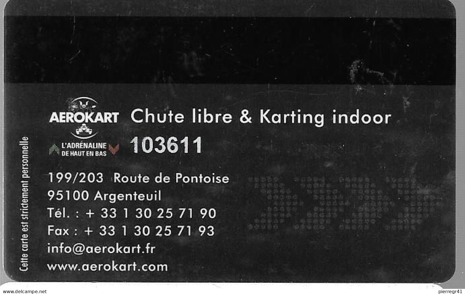 -CARTE- ADHERENT-MAGNETIQUE-AEROKART-CHUTE LIBRE & KARTING INDOOR TBE - Autres & Non Classés