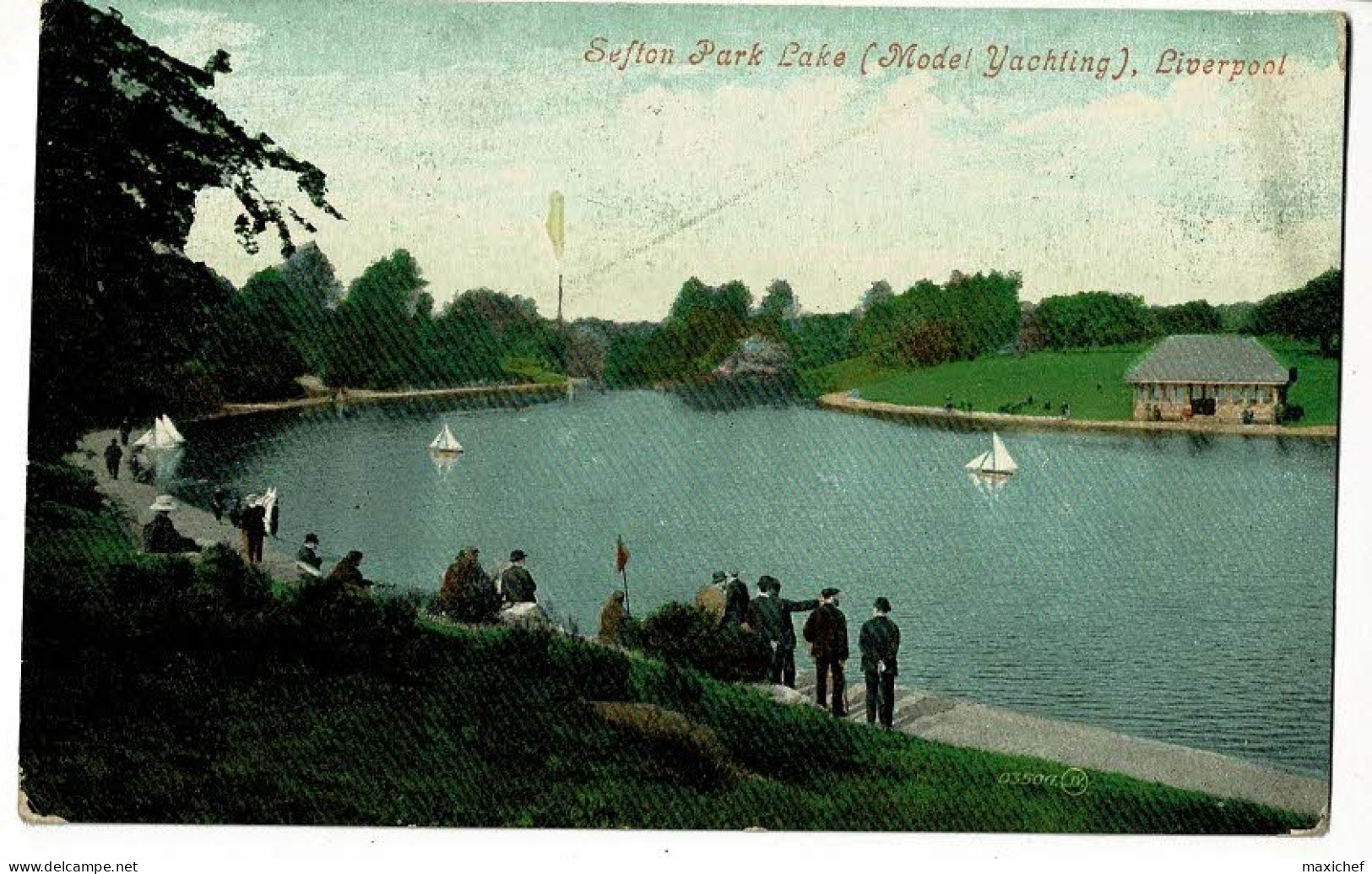 Sefton Park Lake ( Model Yachting) Liverpool (animation, Modelisme Bateau à Voile) Circulé 1908 - Liverpool
