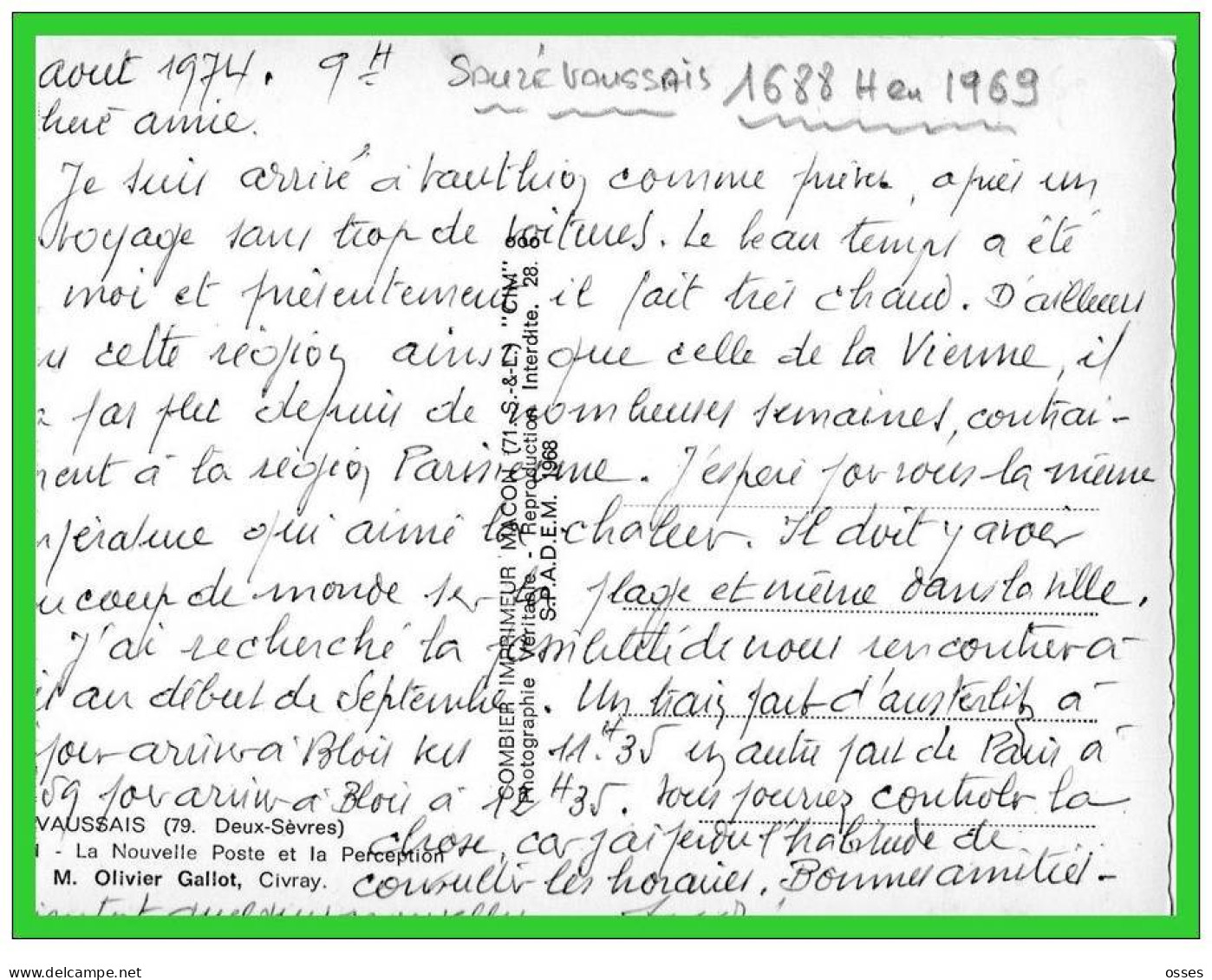 -SAUZE-VAUSSAIS-(79.Deux.Sévres) La Nouvelle Poste/Perception."Mr.Oliver.Gallot.Archit."(recto Verso) - Sauze Vaussais