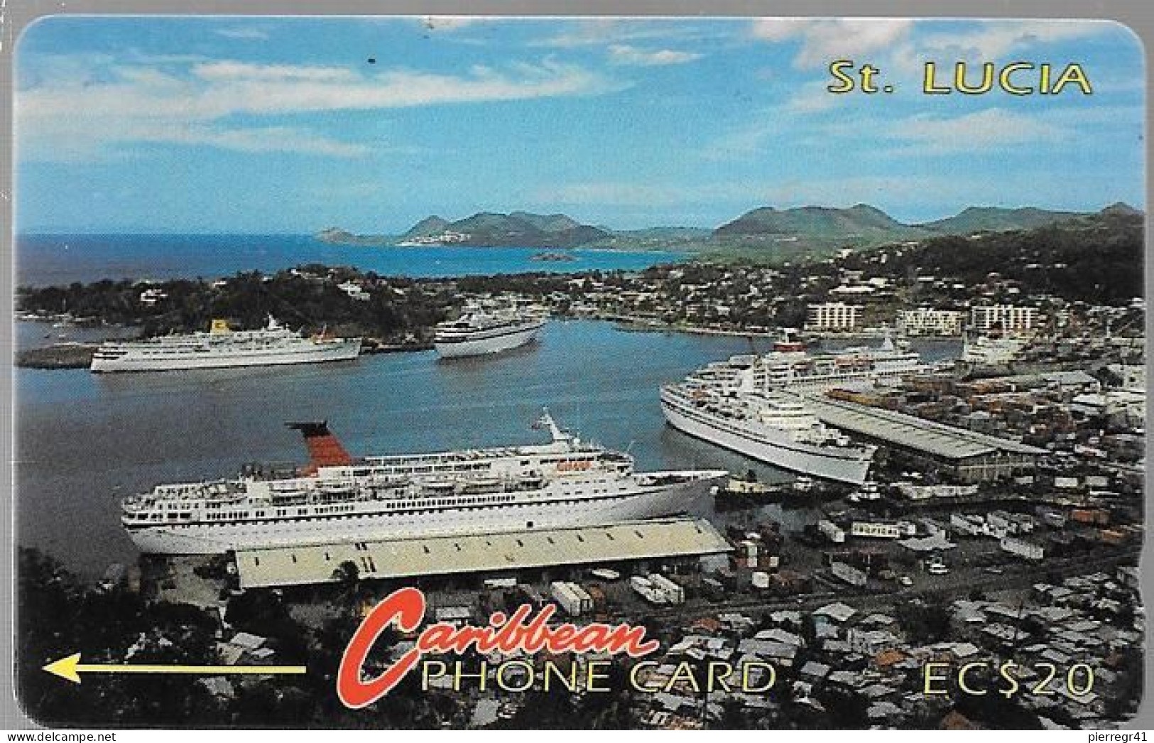 CARTE-MAGNETIQUE-St LUCIA-EC20$-PORT CASRTIES-TBE-RARE - Sainte Lucie