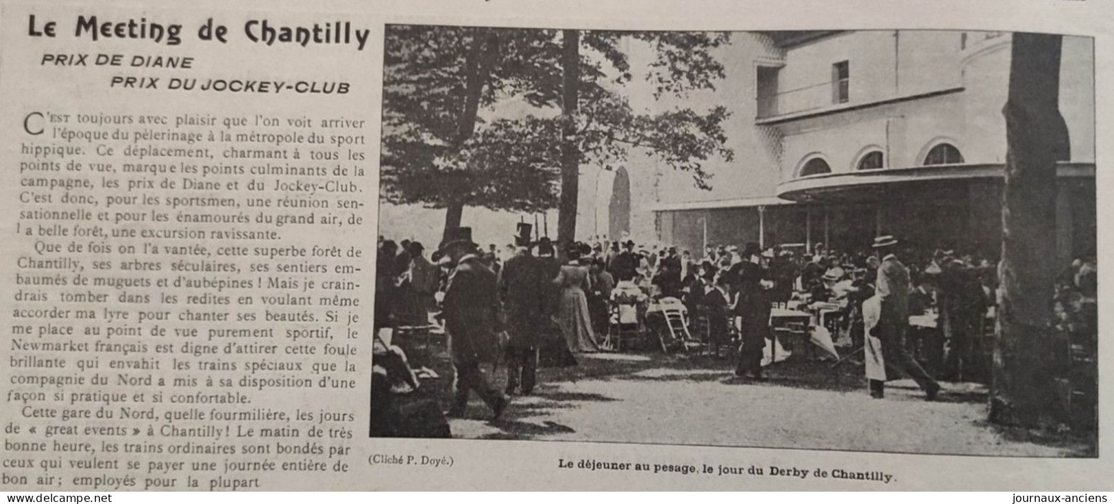 1901 MEETING DE CHANTILLY - PRIX DE DIANE - PRIX DU JOCKEY CLUB - LA VIE AU GRAND AIR - Equitation