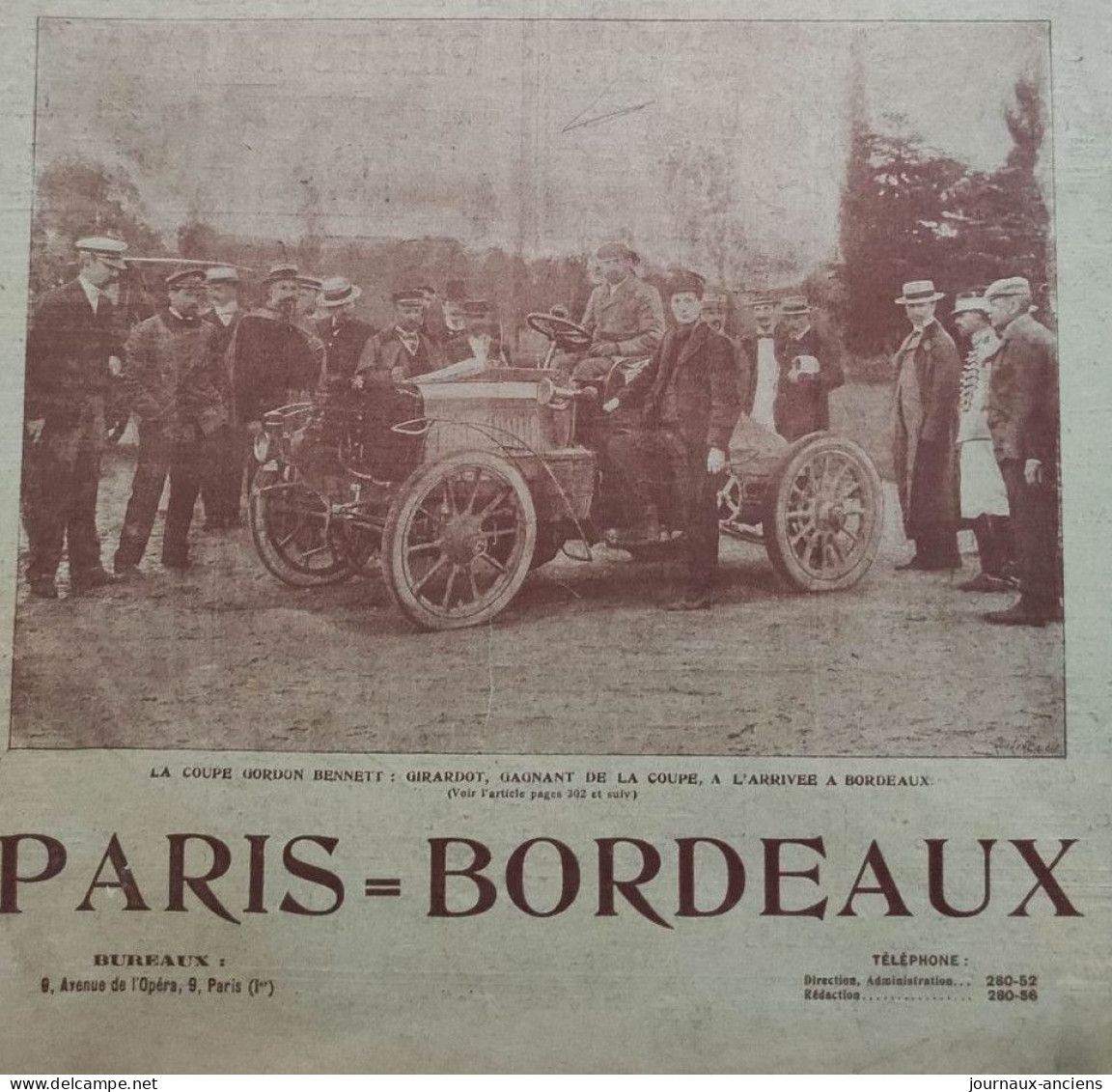 1901 COURSES AUTOMOBILES - BORDEAUX = PARIS ET LA COUPE GORDON BENETT - GIRARDEAU - FOUNIER - M. MORS - TESTE - Autosport - F1
