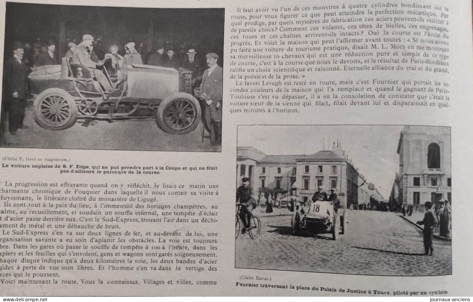 1901 COURSES AUTOMOBILES - BORDEAUX = PARIS ET LA COUPE GORDON BENETT - GIRARDEAU - FOUNIER - M. MORS - TESTE