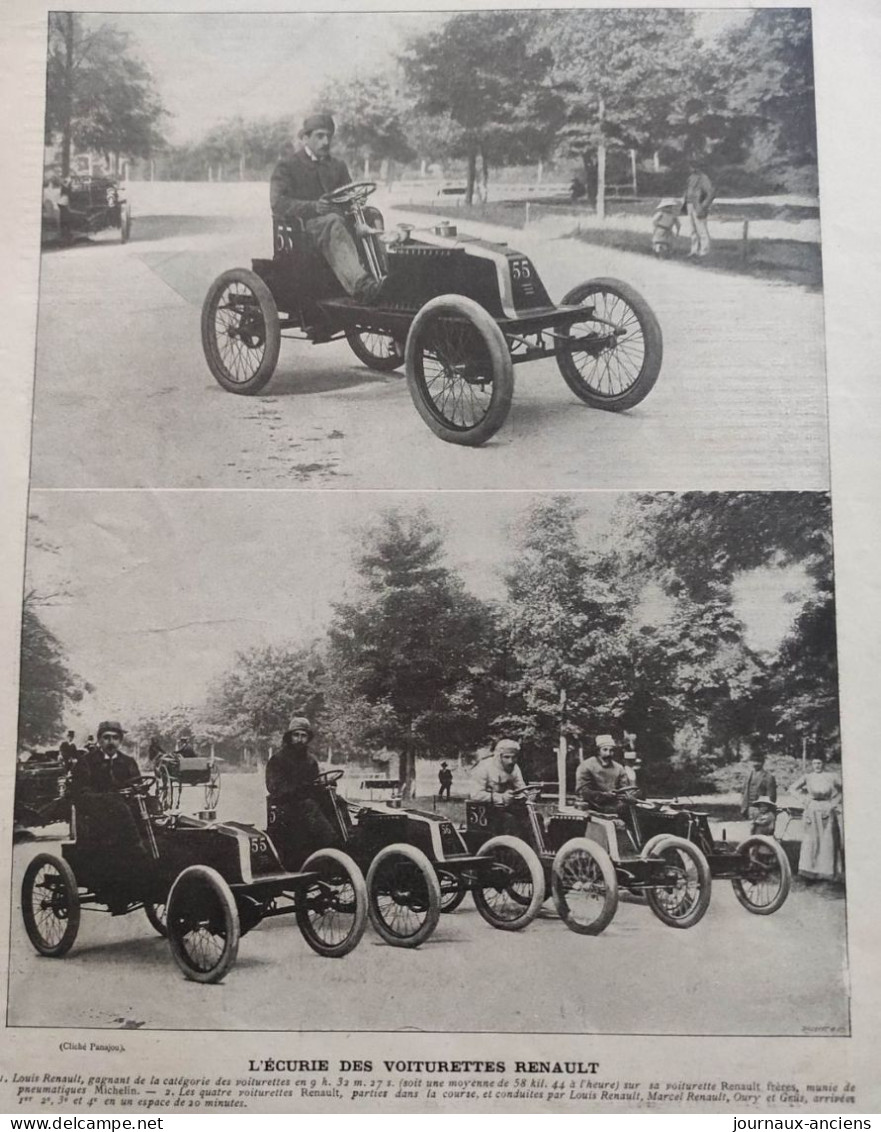 1901 COURSES AUTOMOBILES - BORDEAUX = PARIS ET LA COUPE GORDON BENETT - GIRARDEAU - FOUNIER - M. MORS - TESTE