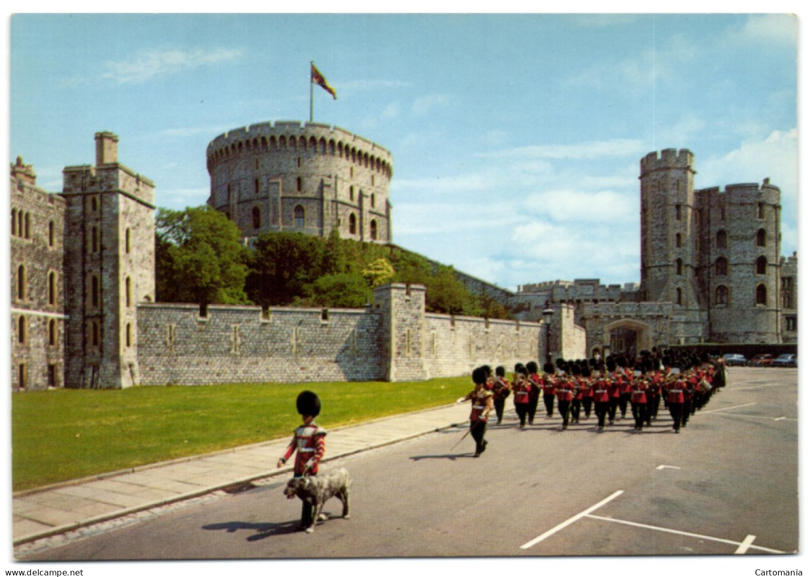 Windsor Castle - Berkshire - The Band Of The Irish Guards And Their Mascot Marching Down Castle Hille - Windsor Castle