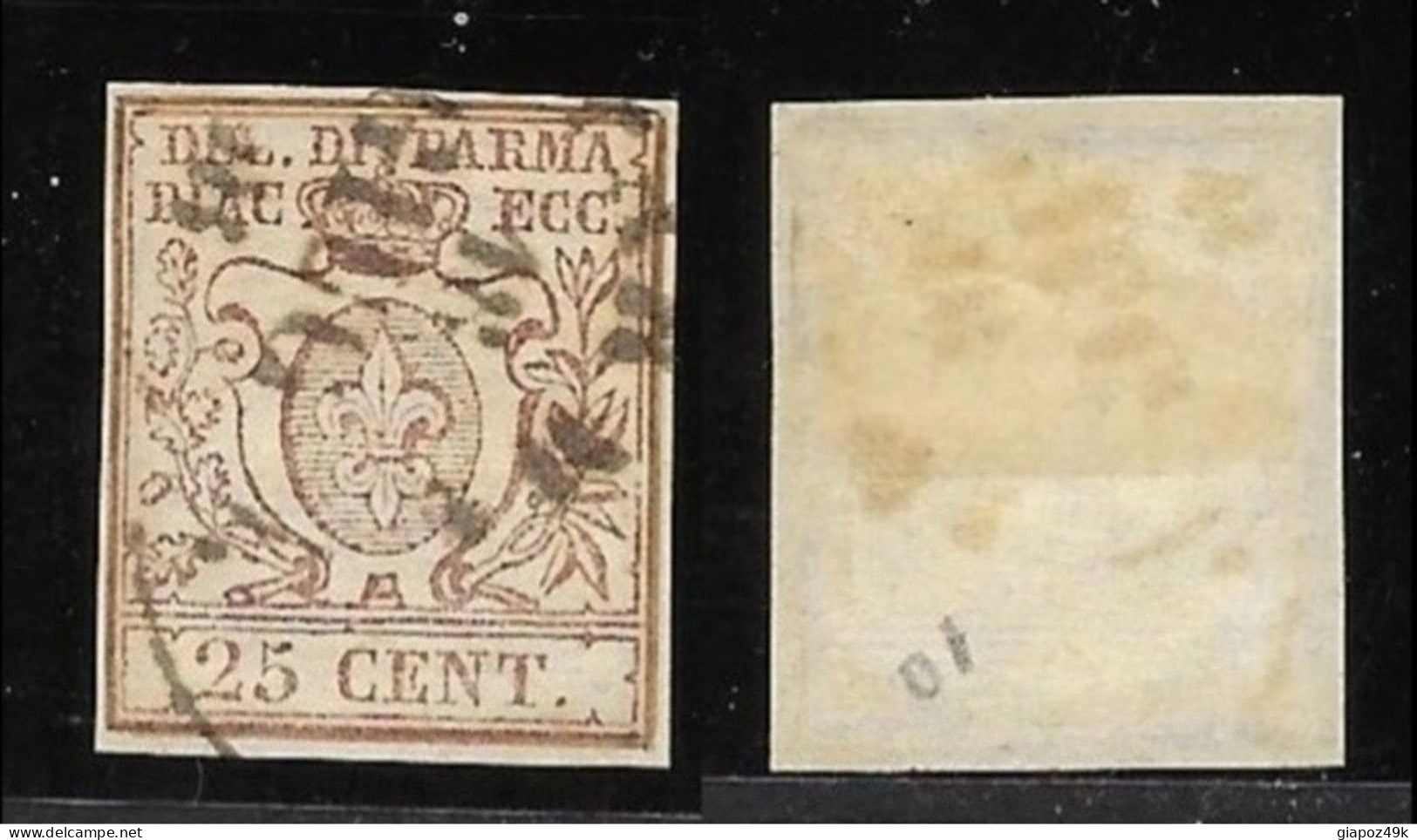 ● 1857 /59 PARMA ֍ Giglio Borbonico, Scudo E Corona Ducale ֍ N. 10 Usato ● Cat. 500 € ● Antichi Stati ● Lotto N. 343 ● - Parme