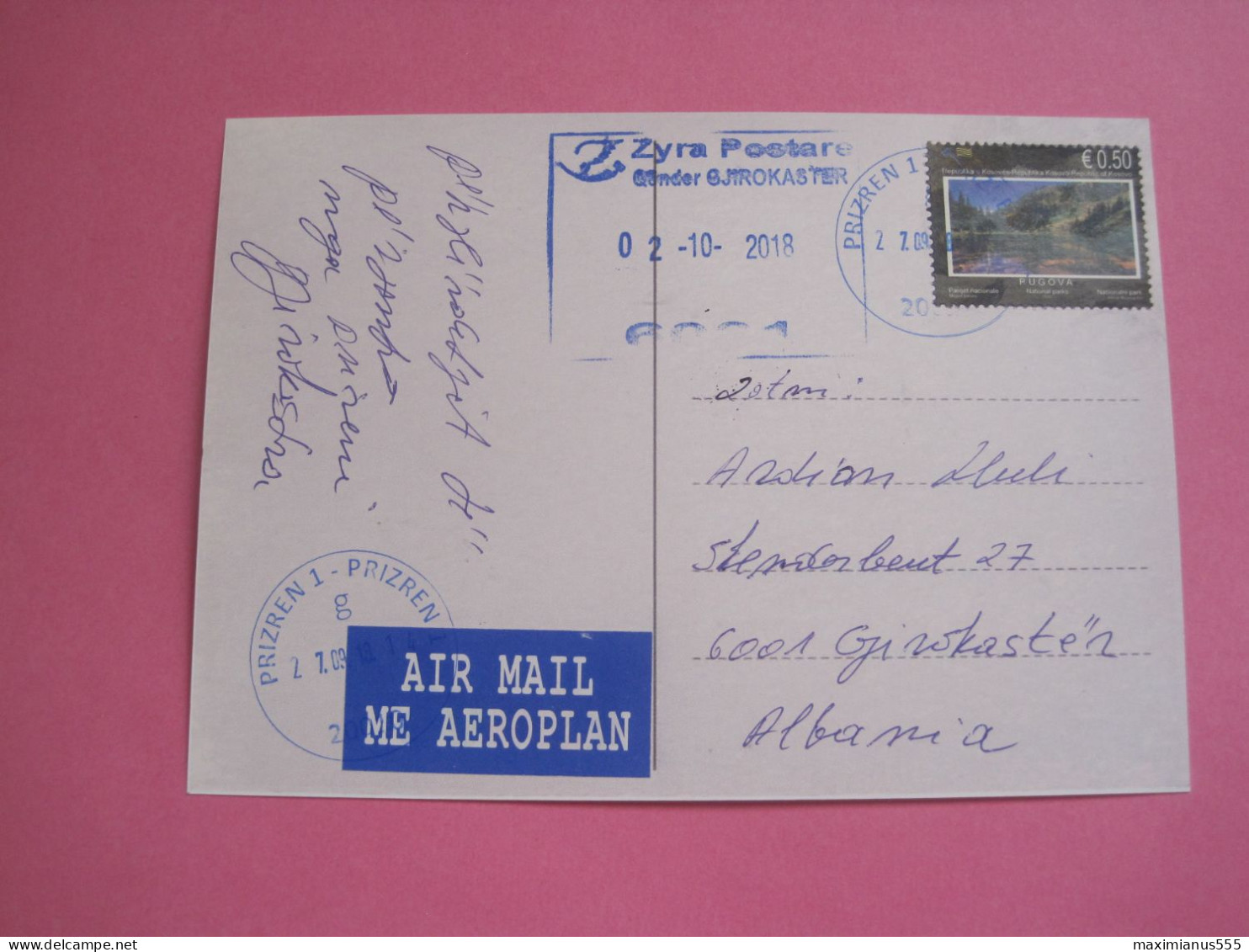 Kosovo Postcard Sent From Prizren To Gjirokaster (Albania) 2018 (4) - Kosovo