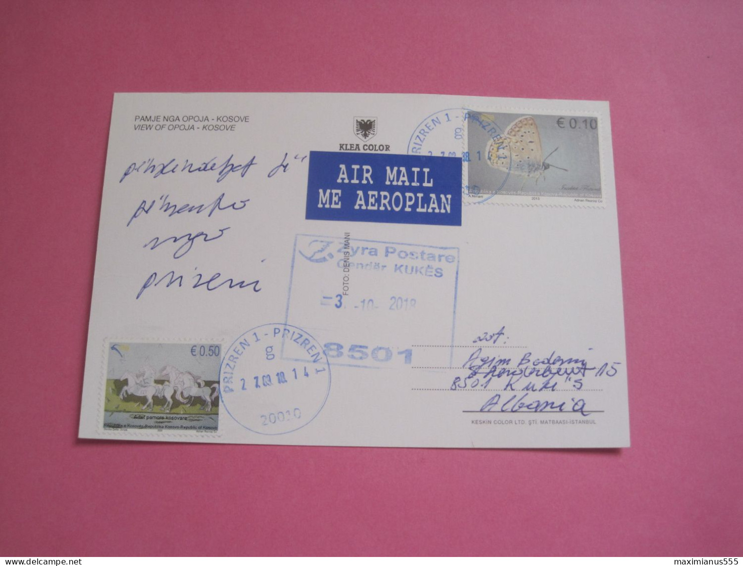 Kosovo Postcard Sent From Prizren To Kukes (Albania) 2018 (2) - Kosovo