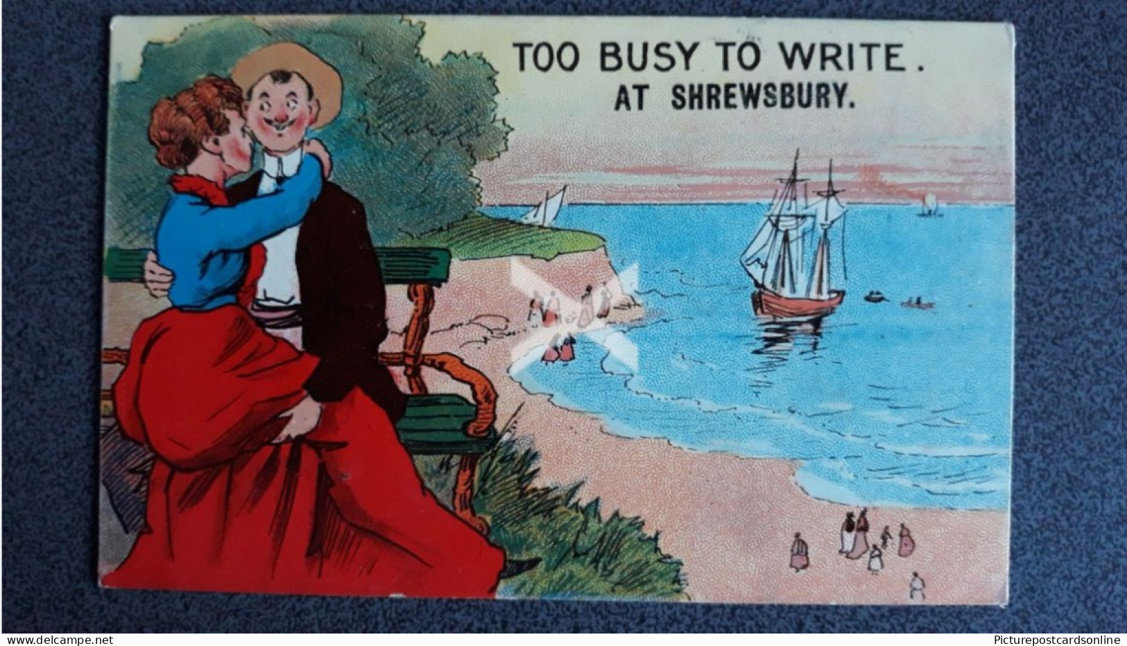 TO BUSY TO WRITE AT SHREWSBURY OLD COLOUR POSTCARD SHROPSHIRE - Shropshire