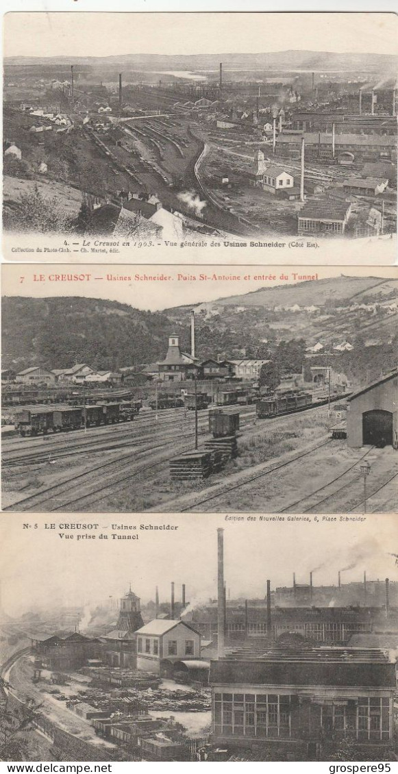 LE CREUSOT USINES SCHNEIDER PUITS SAINT ANTOINE + VUE GENERALE + VUE PRISE DU TUNNEL - Le Creusot