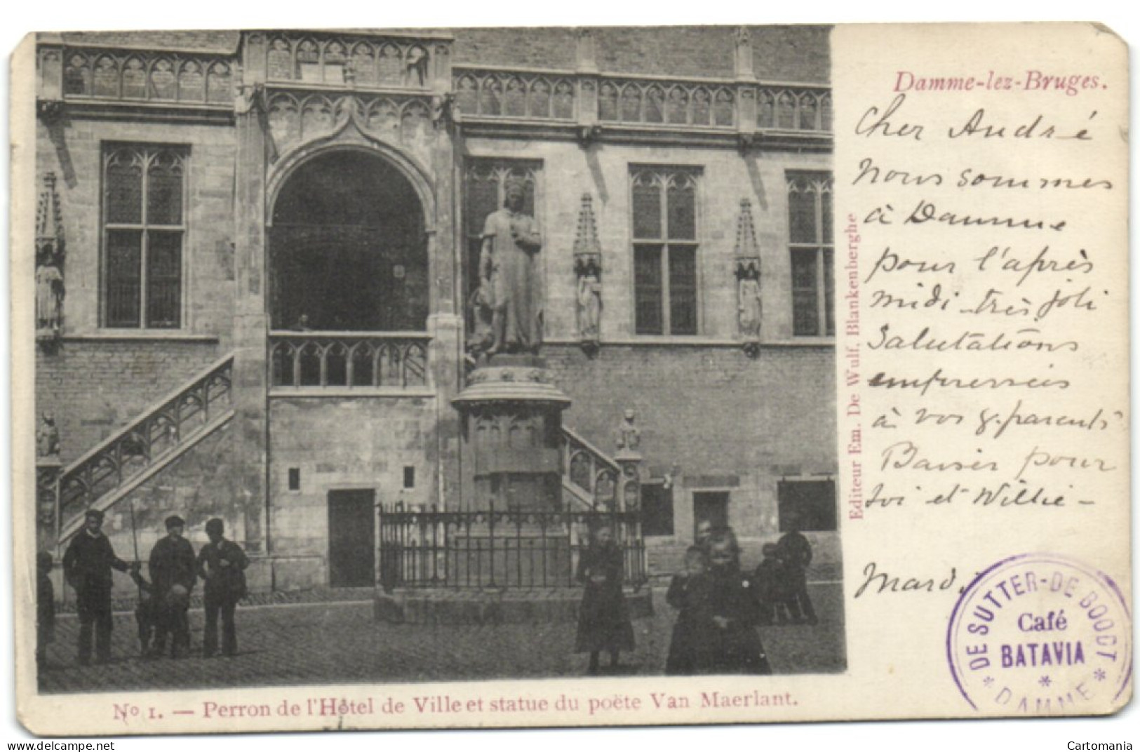 Damme-lez-Bruges -Perron De L'Hôtel De Ville Et Statue Du Poëte Van Maerlant - Damme