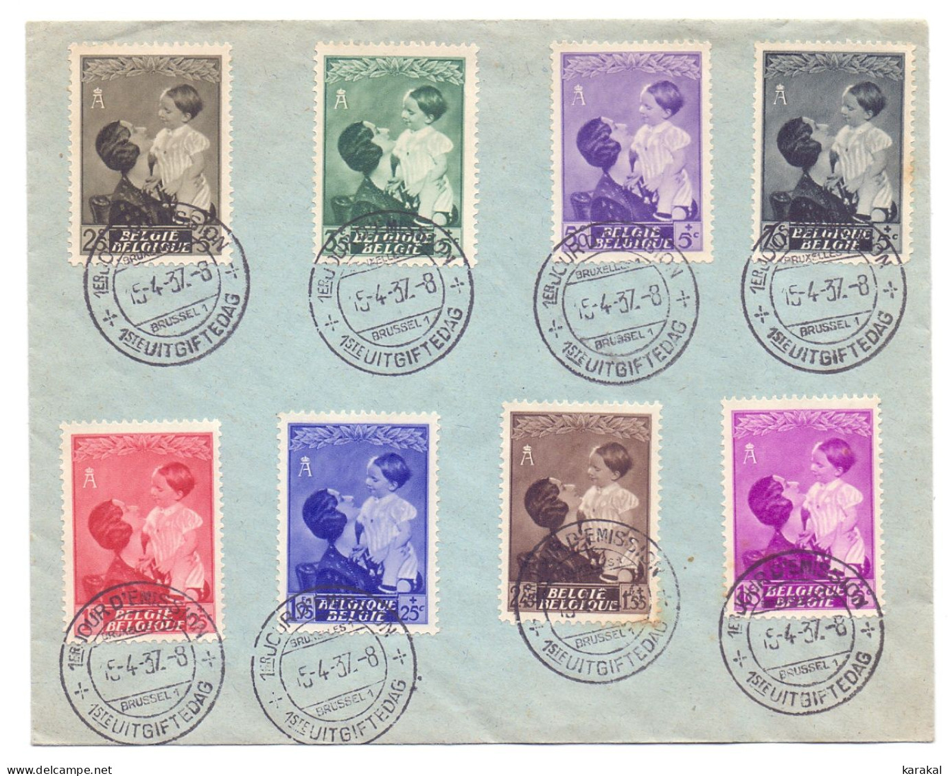 Belgique 447-454 Reine Astrid Koningin FDC 1937 - ....-1951