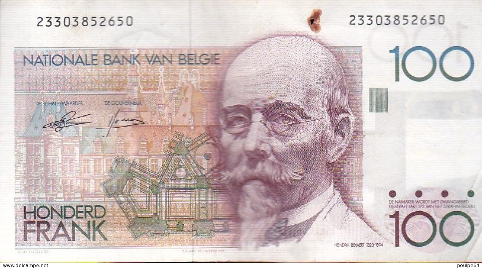 100 Francs " Honderd Frank " - 100 Francos