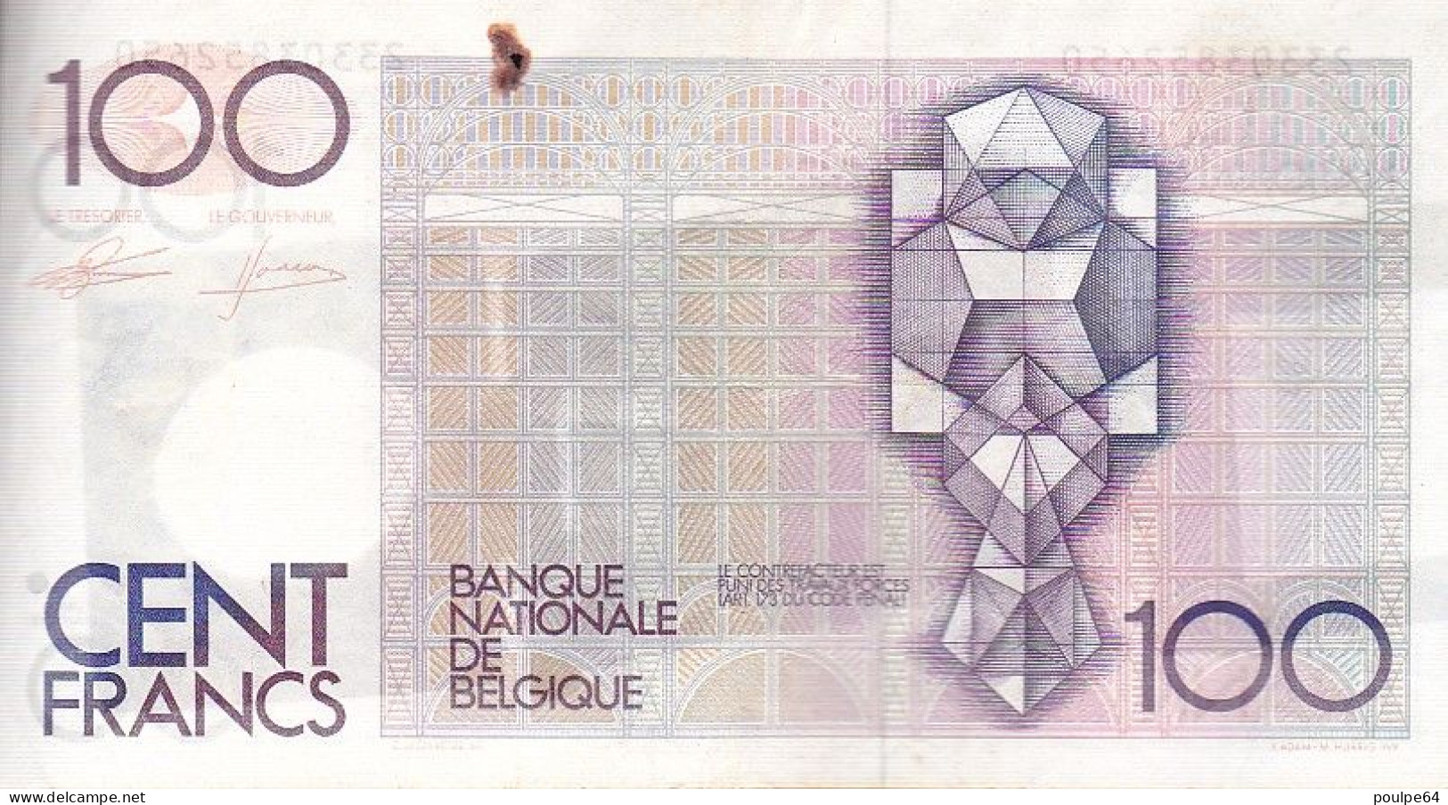 100 Francs " Honderd Frank " - 100 Francos