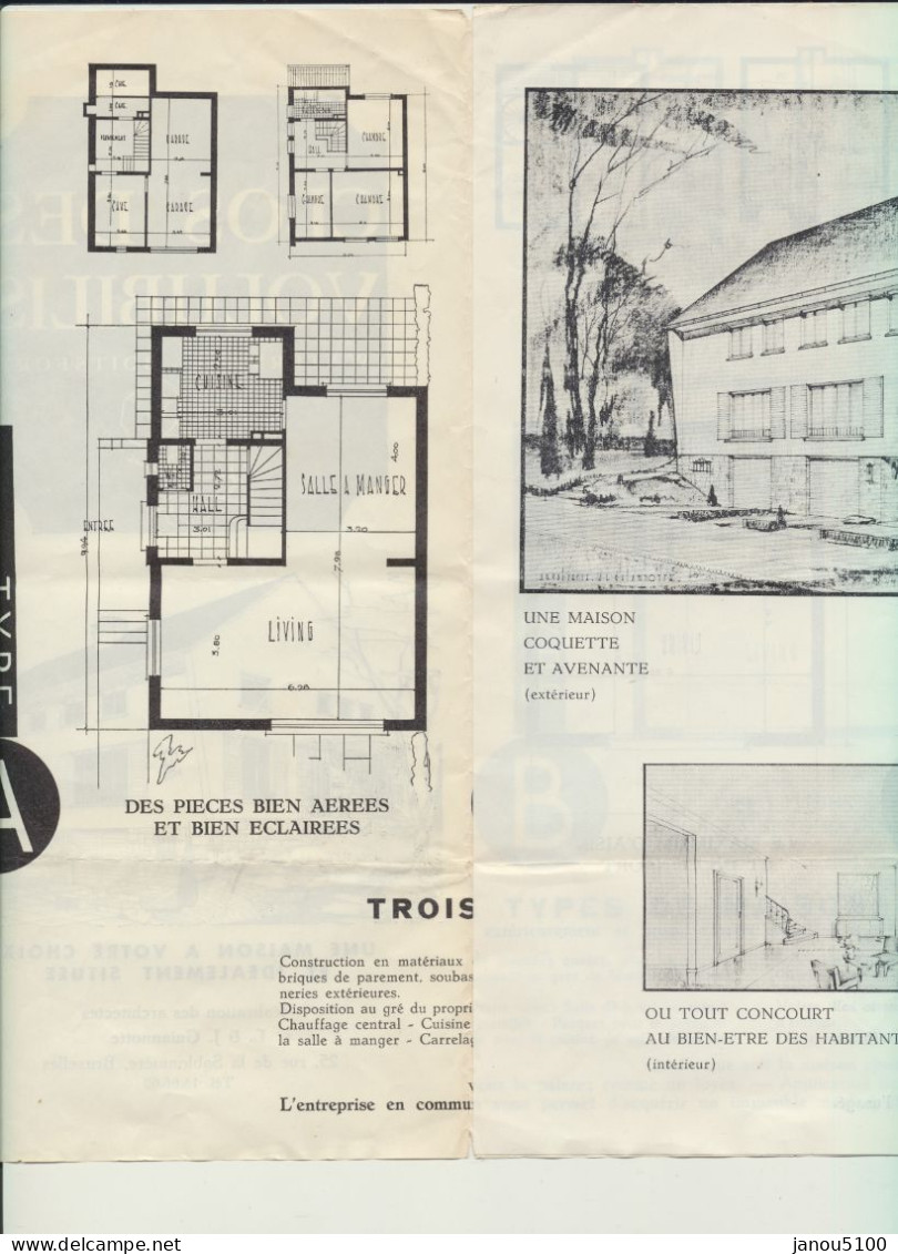 VIEUX PAPIERS    ARCHITECTURE  " PROJET DE CONSTRUCTION  DU CLOS DES VOLUBILIS A WATERMAEL  (BRUXELLES ).1956. - Architecture