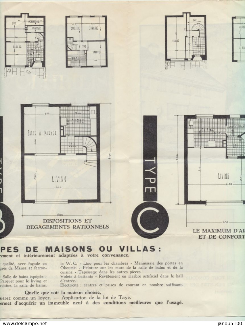 VIEUX PAPIERS    ARCHITECTURE  " PROJET DE CONSTRUCTION  DU CLOS DES VOLUBILIS A WATERMAEL  (BRUXELLES ).1956. - Architecture