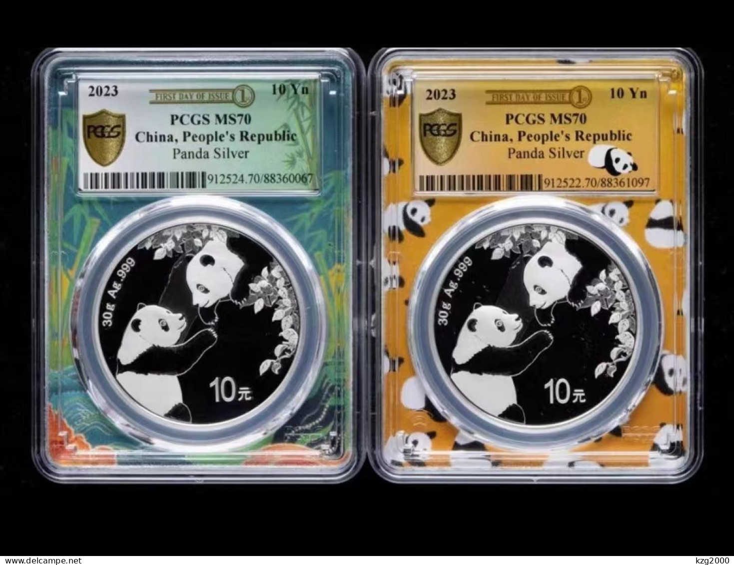 China 2023 PCGS MS70 Panda Silver Coin 30g First Day Issue Panda Lable 2Pcs - China