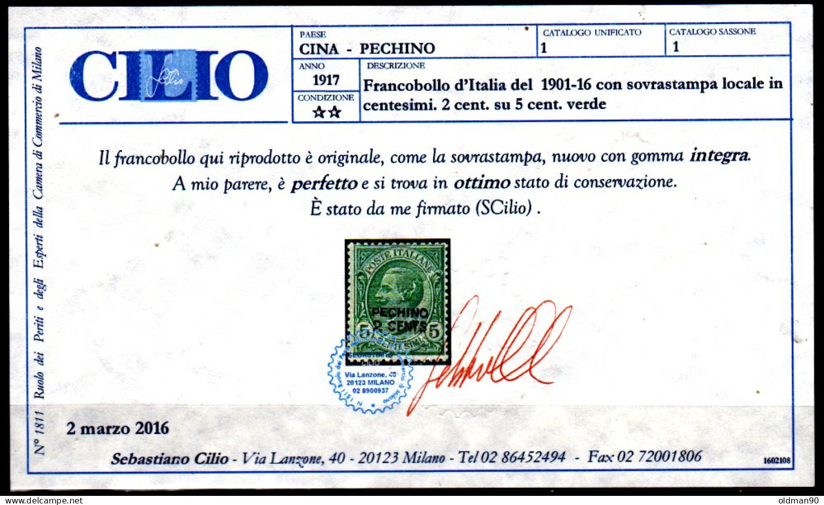 OS-610- Pechino - Emissione 1917 (++) MNH - Qualità A Vostro Giudizio. - Pekin