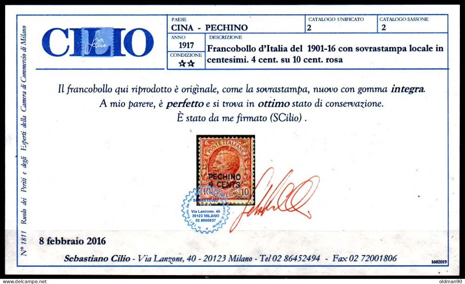 OS-611- Pechino - Emissione 1917 (++) MNH - Qualità A Vostro Giudizio. - Pechino