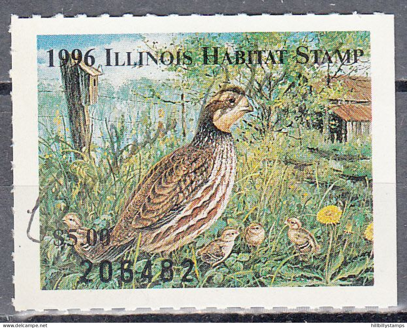 UNITED STATES  SCOTT NO SS4  USED SIGNED BY HUNTER YEAR 1996  ILLINOIS HABITAT STAMP - Duck Stamps