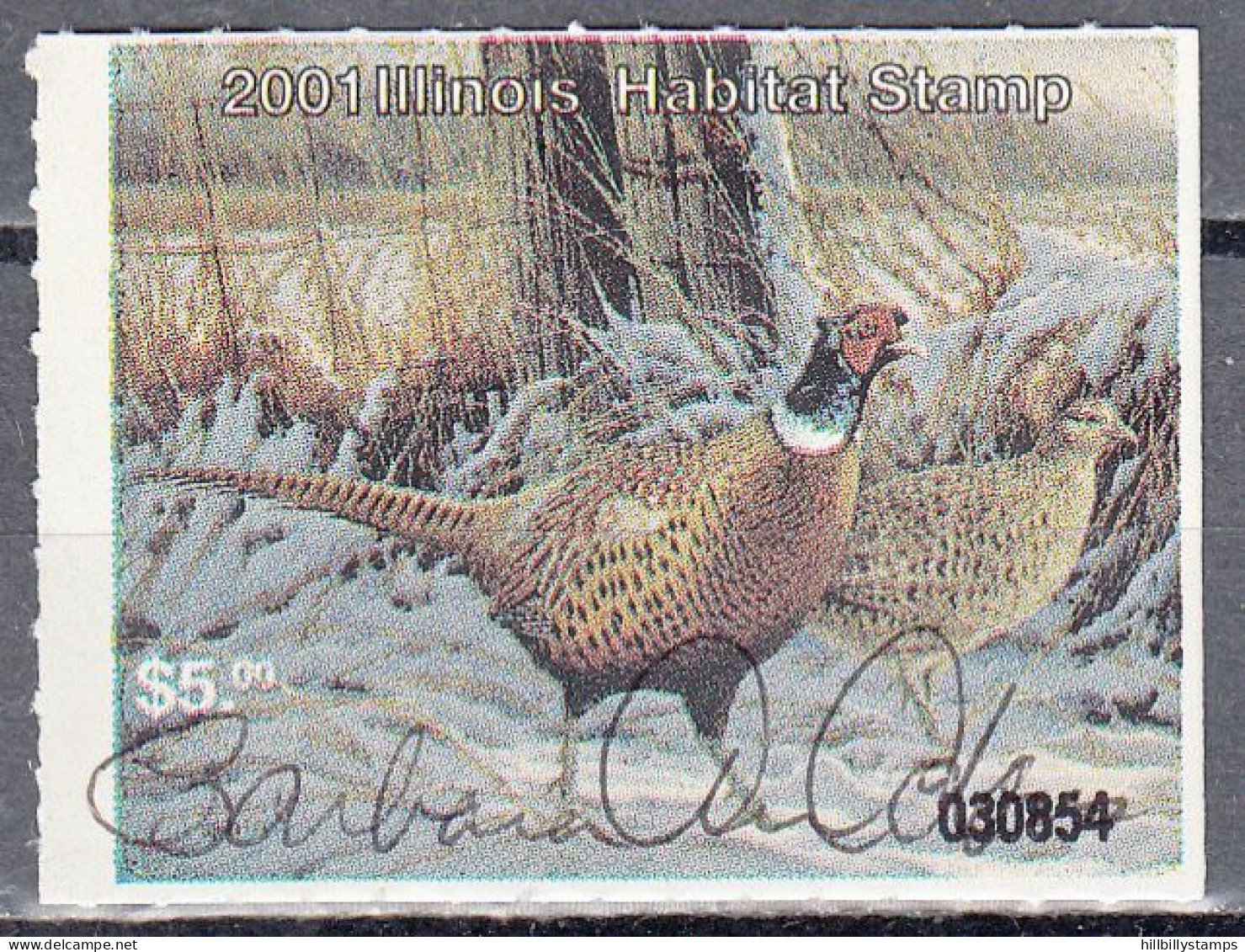 UNITED STATES  SCOTT NO SS8  USED SIGNED BY HUNTER YEAR 2001  ILLINOIS HABITAT STAMP - Duck Stamps