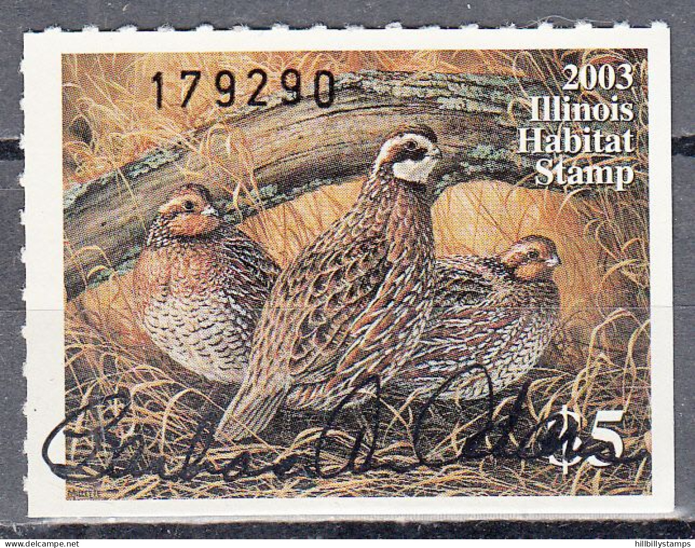 UNITED STATES  SCOTT NO SS9  USED SIGNED BY HUNTER YEAR 2003  ILLINOIS HABITAT STAMP - Duck Stamps