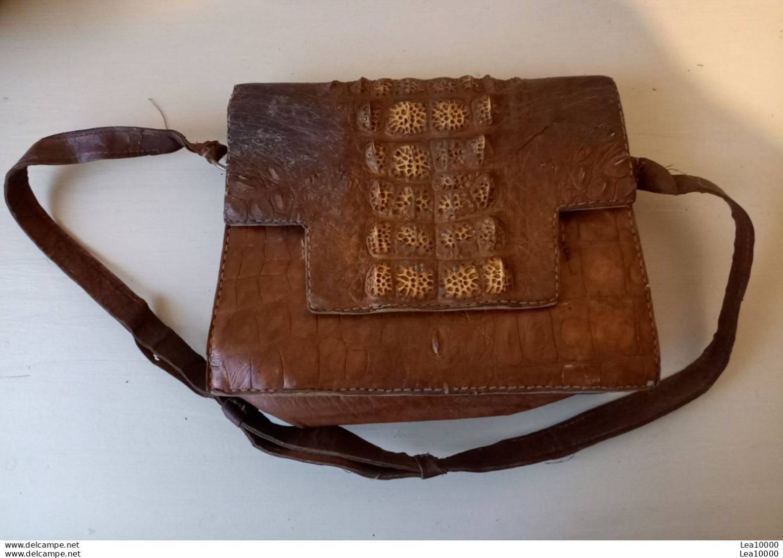 Vintage 50's Véritable Sac à Main Pochette Femme, Peau, Cuir De Crocodile Skin 1 Anse - Bourses Et Sacs