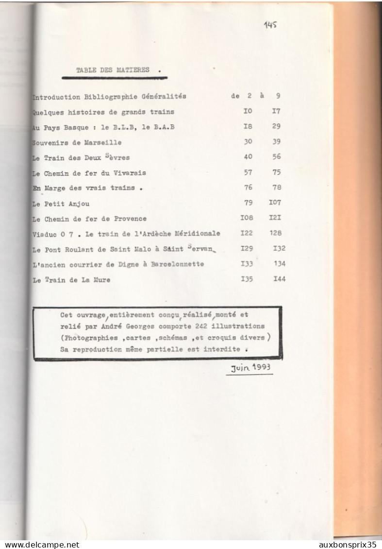 LA FRANCE A TRAVERS SES PETITS TRAINS - CEUX DE JADIS ET D'AUJOURD'HUI - ANDRE GEORGES - JUIN 1993 - Railway & Tramway