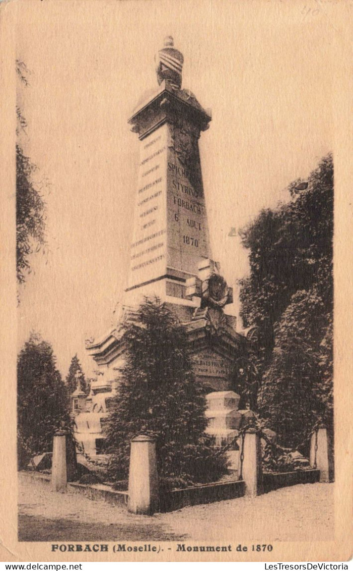FRANCE - Forbach - Monument De 1870 - Carte Postale Ancienne - Forbach