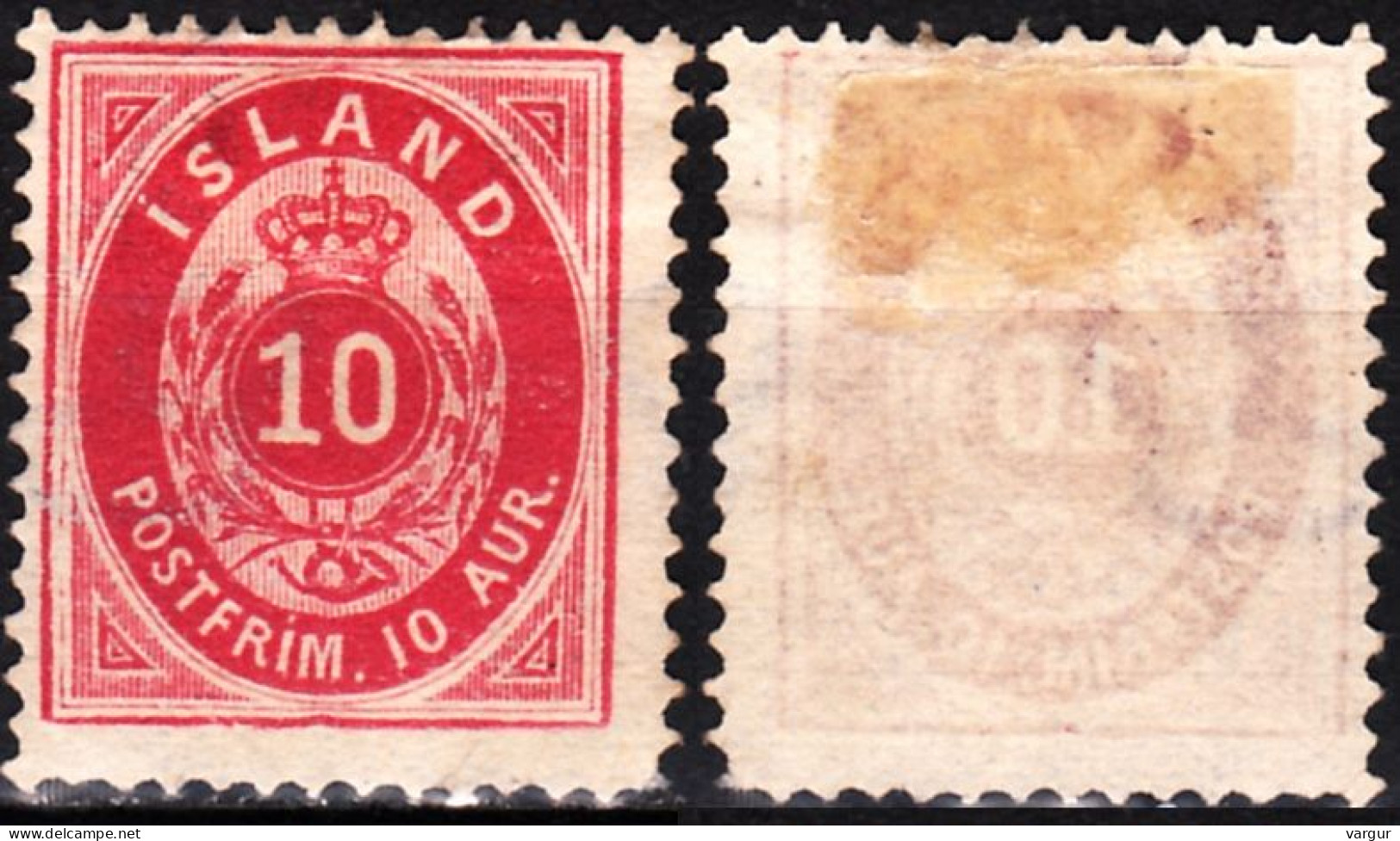 ICELAND / ISLAND 1876 Figure In Oval. 10A Perf 14:13 1/2, MH - Neufs