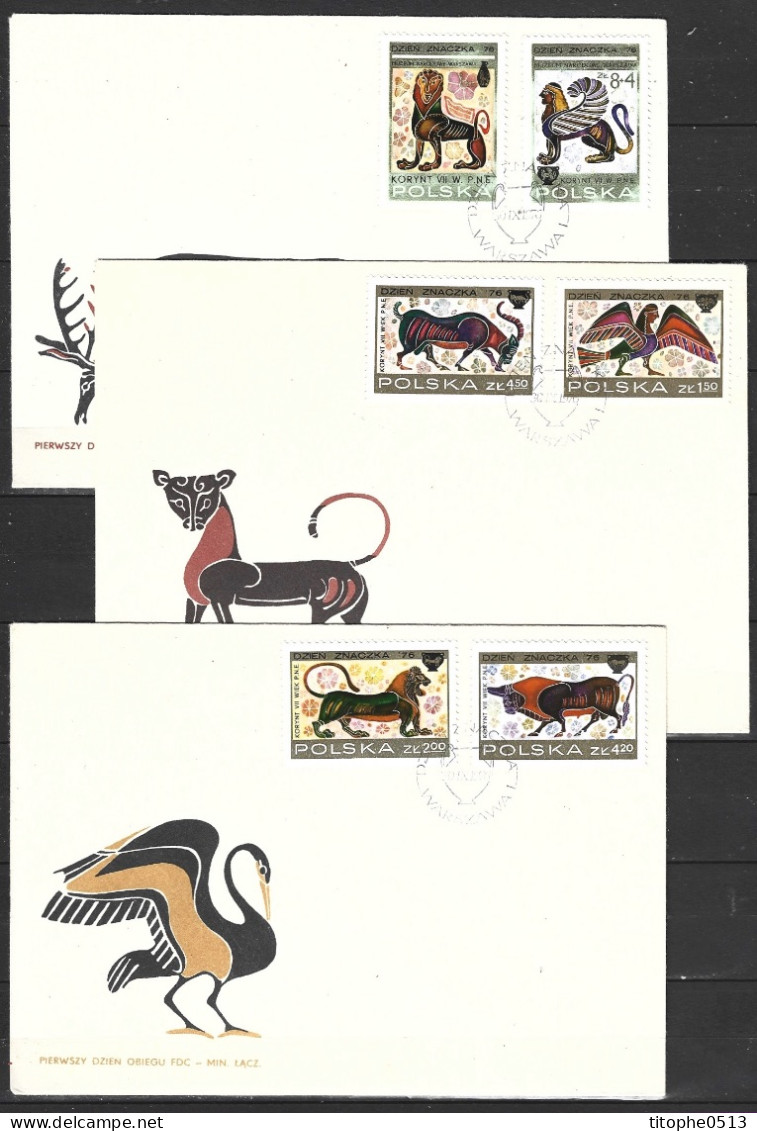 POLOGNE. N°2293-8 De 1976 Sur 3 Enveloppes 1er Jour. Vases De La Grèce Antique. - Archéologie