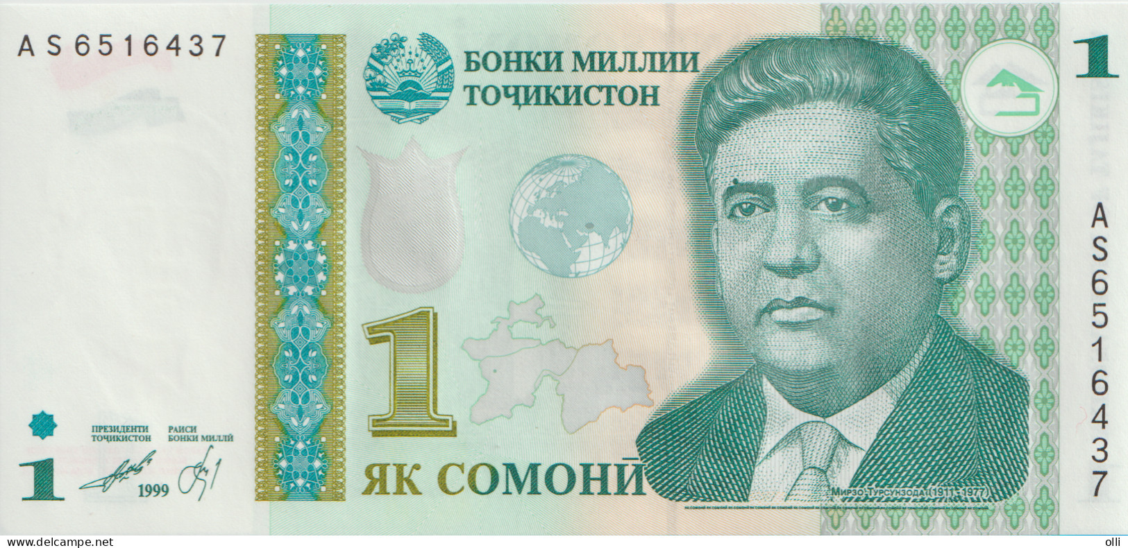 TAJIKISTAN 1 Somoni, 1999, P-14A, UNC - Tajikistan