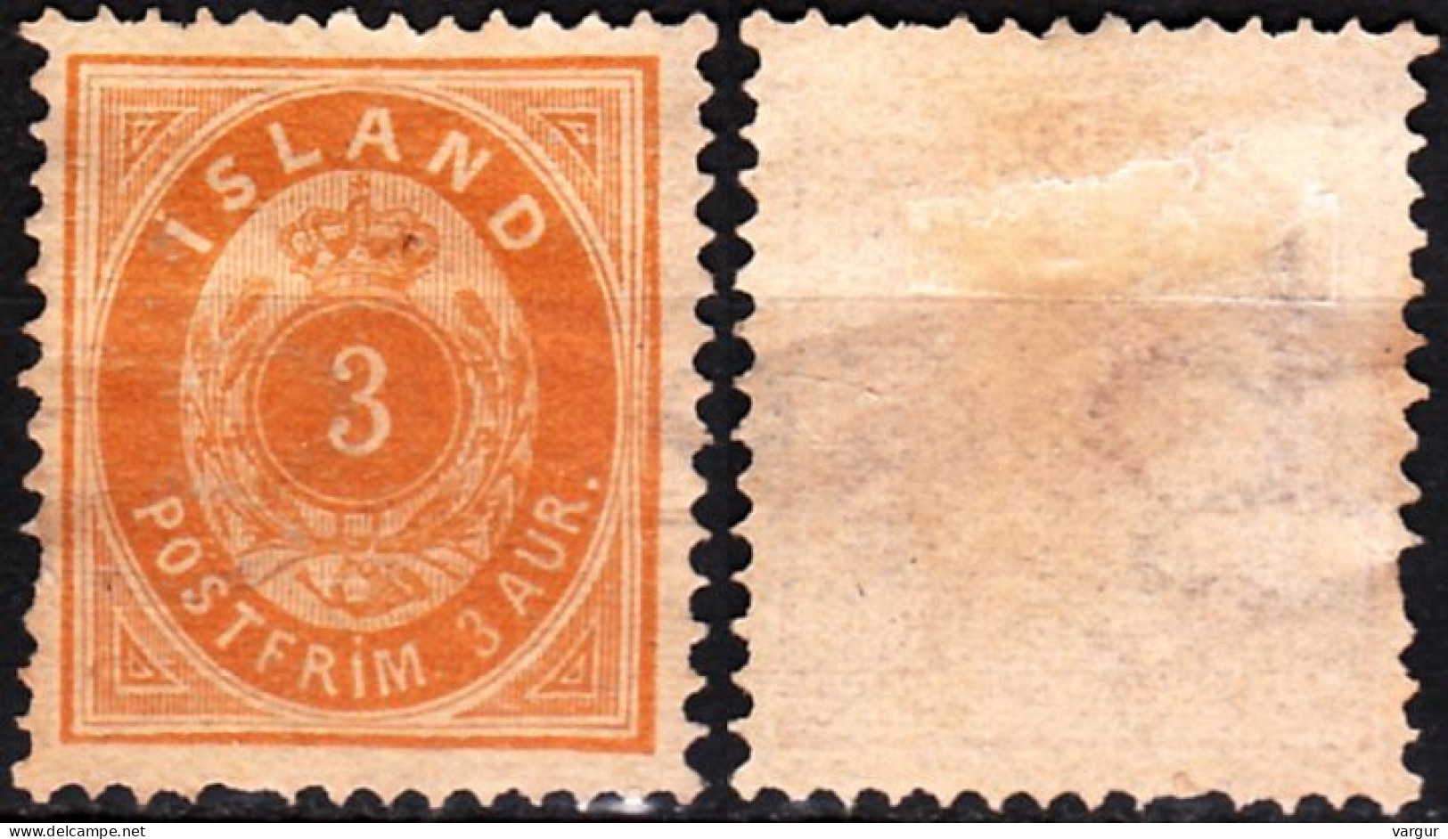 ICELAND / ISLAND 1901 Figure In Oval. 3A Large 3, MH No Gum - Ongebruikt