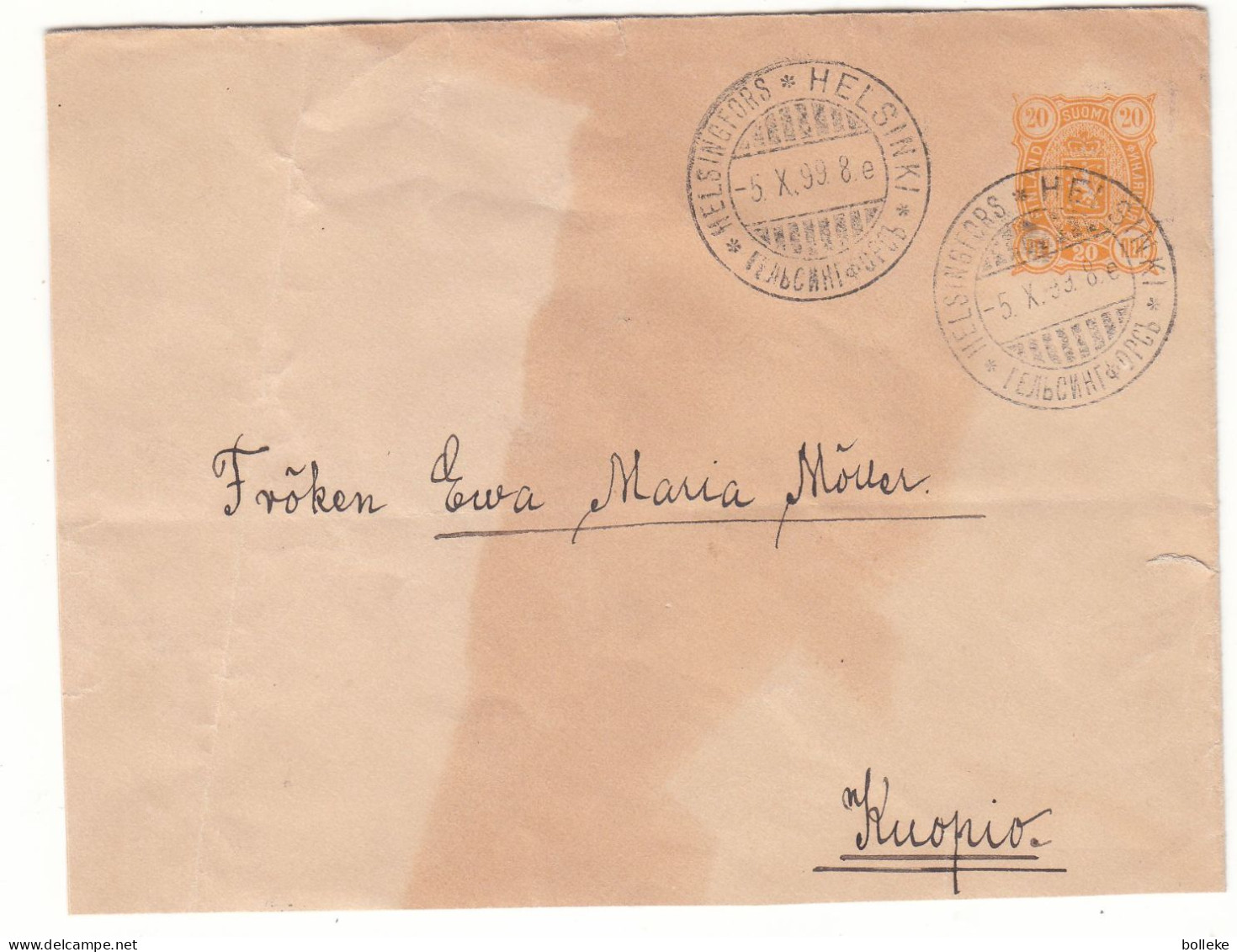 Finlande - Lettre De 1899 - Entier Postal - Oblit Helsinki - Exp Vers Kuopio - - Storia Postale