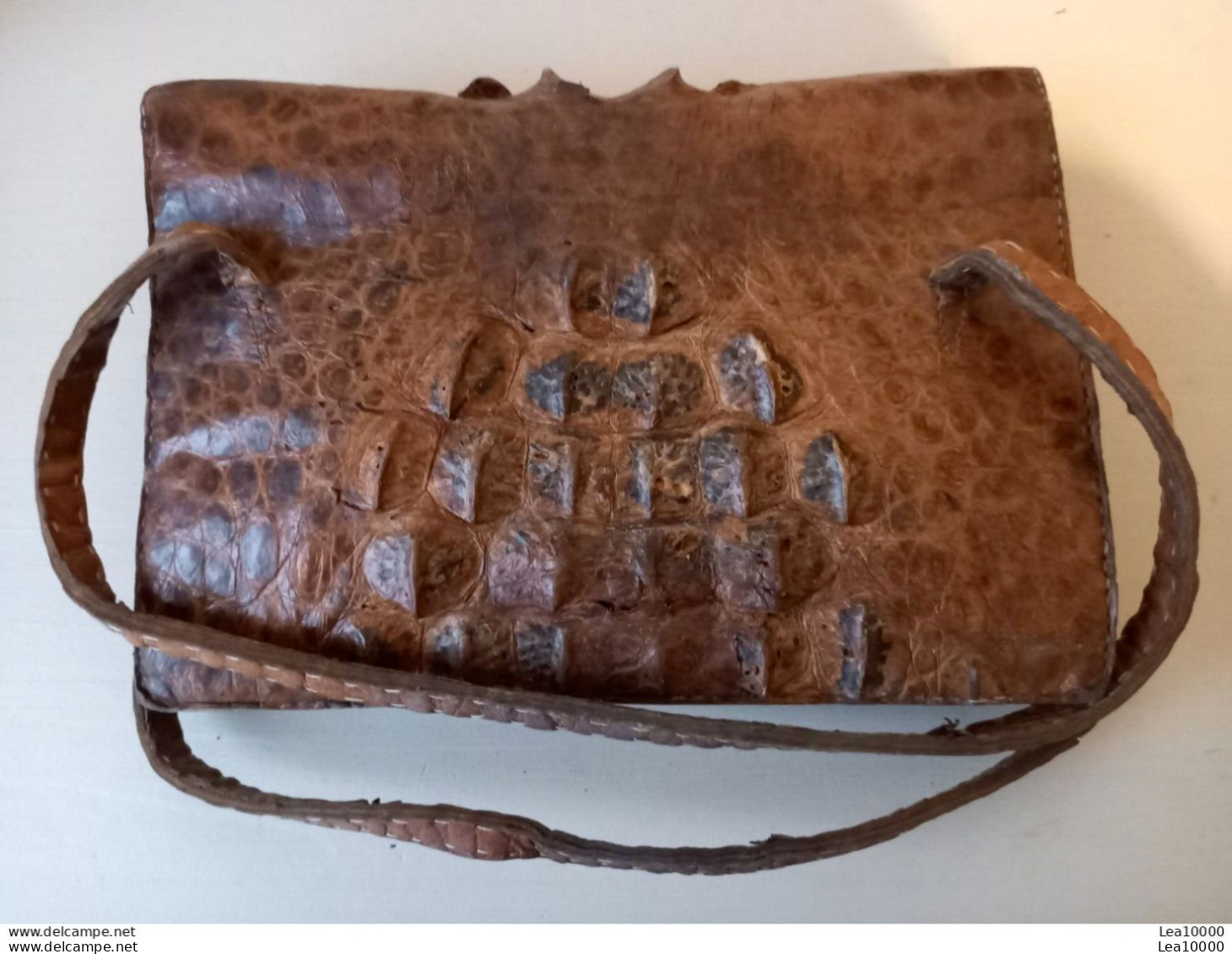 Vintage Année 50's Véritable Sac à Main, Pochette, Femme, Peau, Cuir De Crocodile, Skin 2 Anses - Bourses Et Sacs