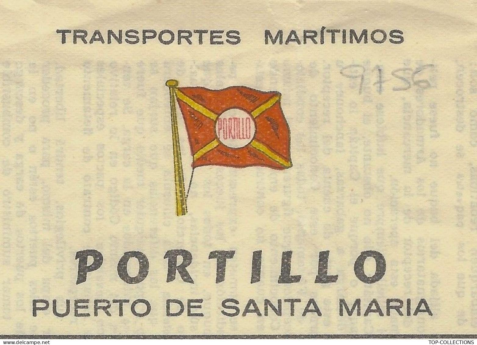 NAVIGATION TRANSPORTS MARITIMES 1958 LETTRE EMBARQUEMENT ENTETE PAVILLON HOUSEFLAG Portillon  Cadix Espagne V.SCANS - 1950 - ...