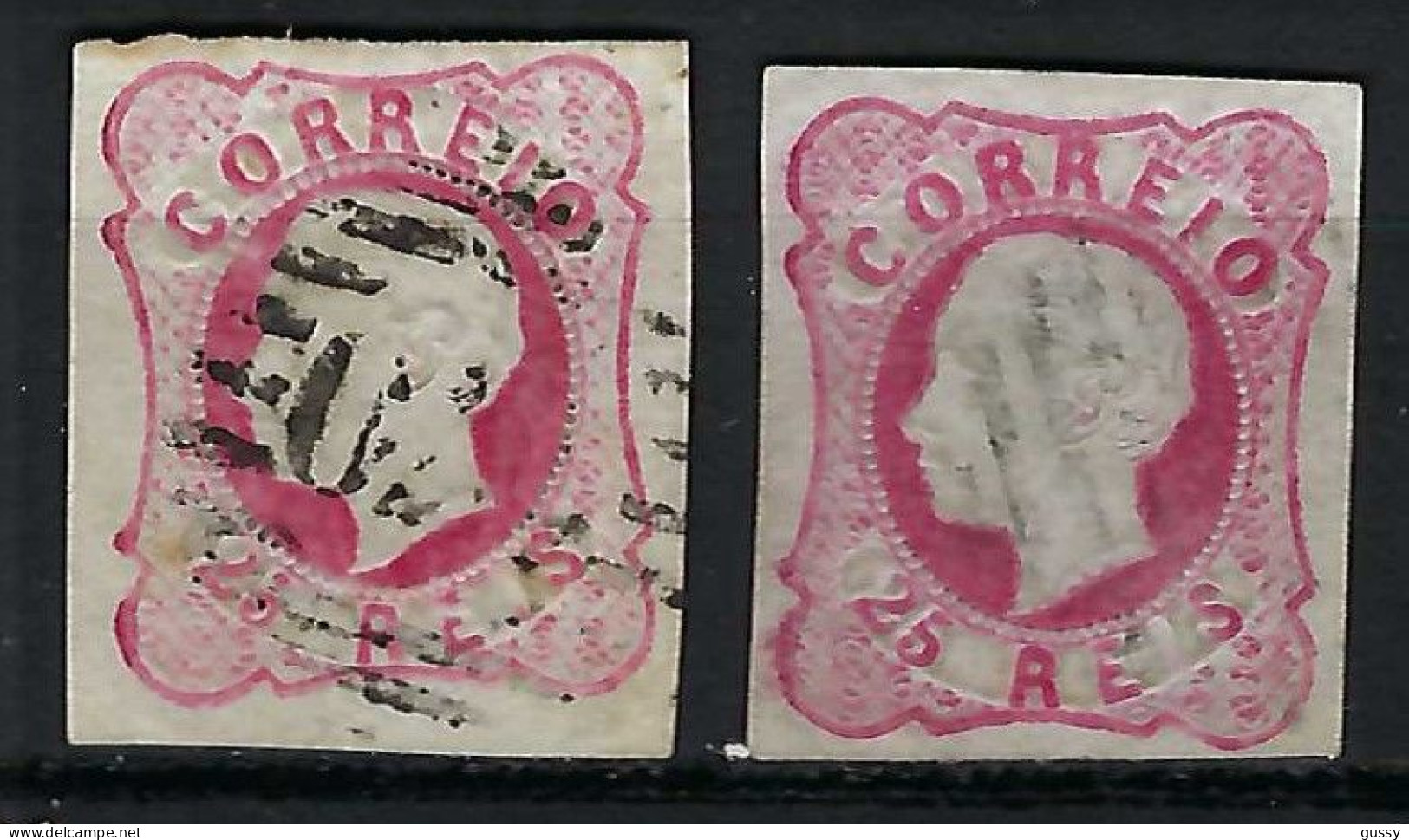 PORTUGAL Ca.1862-64:  2x Le Y&T 15 Obl., 4 Marges, 2 Nuances - Usado