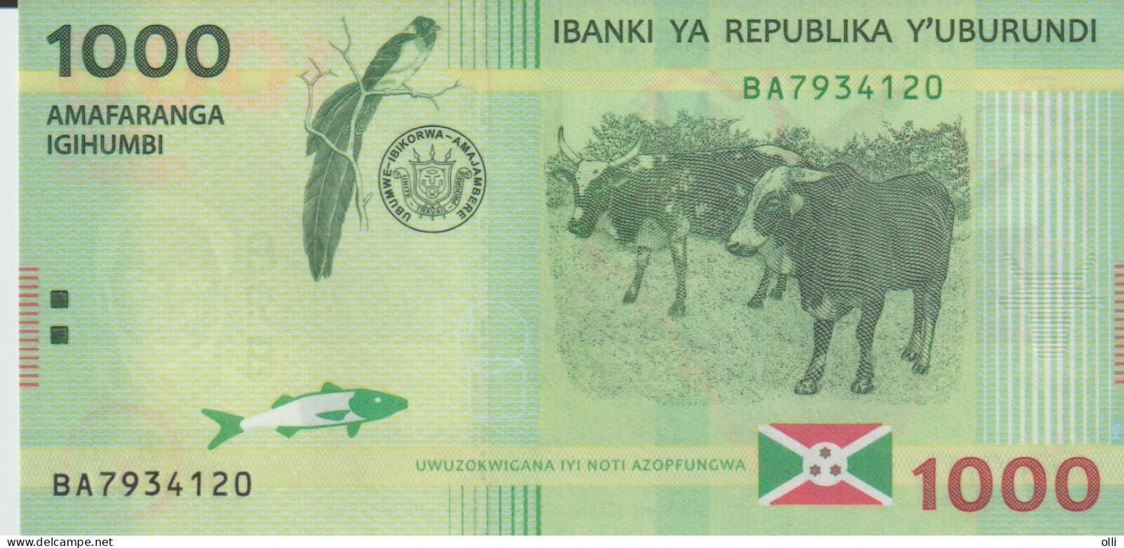 Burundi (BRB) 1000 Francs 2015 UNC  P-51a - Burundi