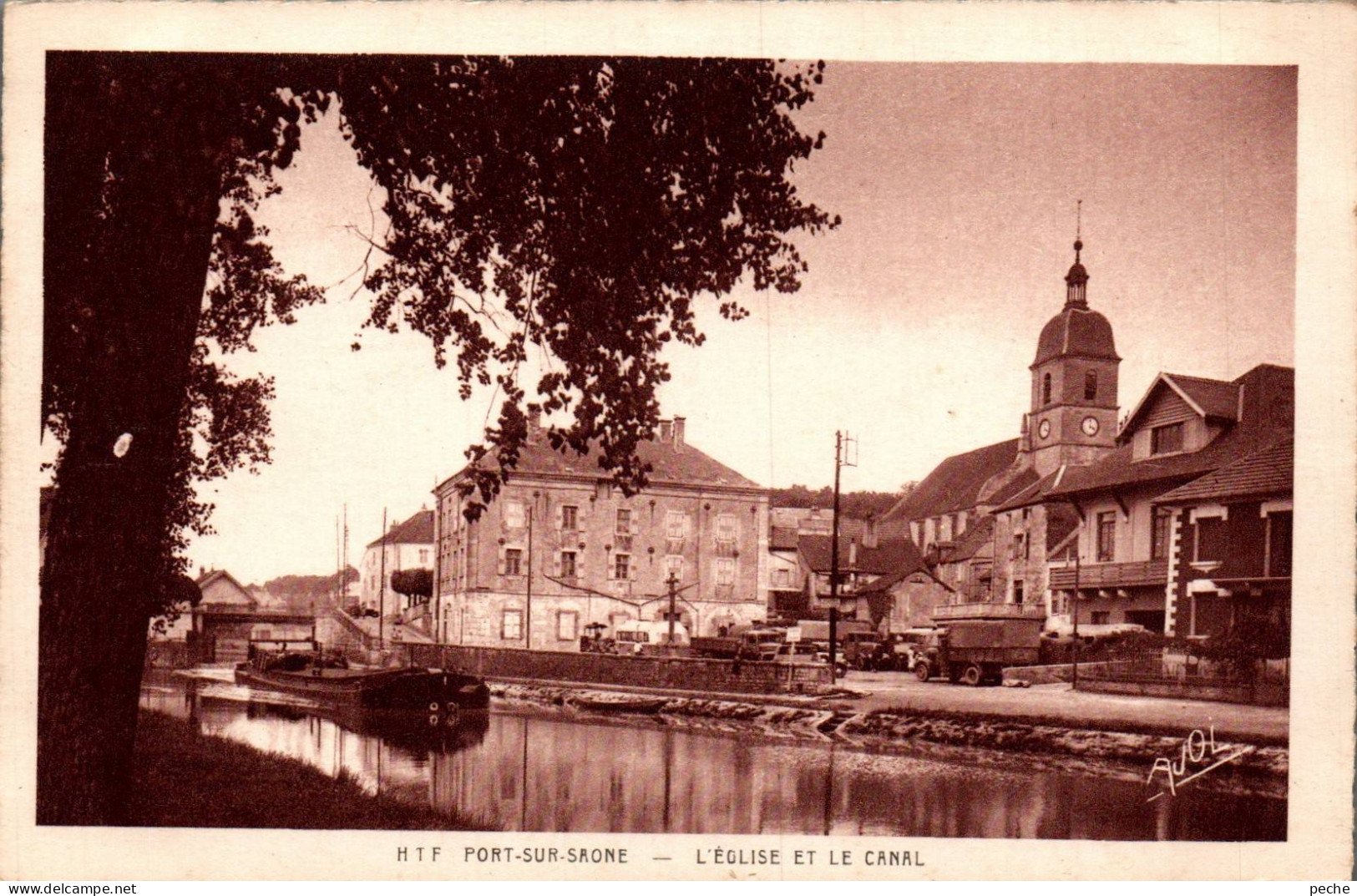 N°114689 -cpa Port Sur Saône- L'église Et Le Canal- - Port-sur-Saône