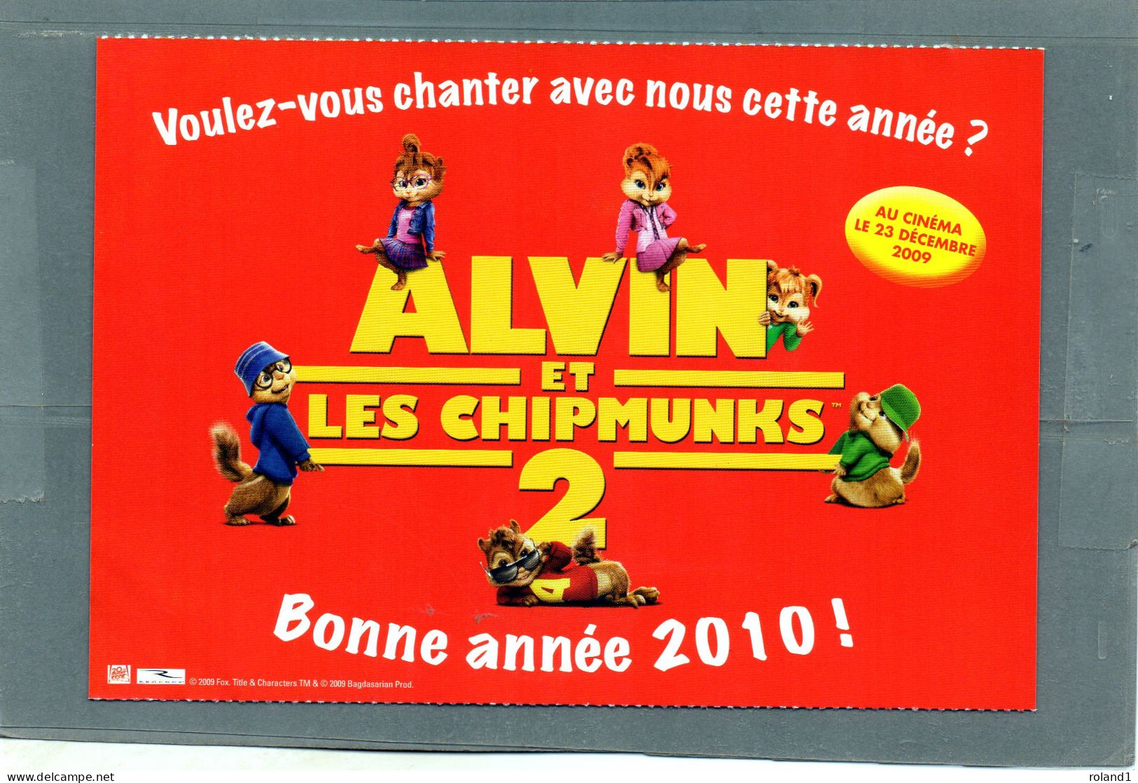 Carte Pub - Cinéma - Gaumont Pathé - Alvin Et Les Chipmunsks. - Publicité