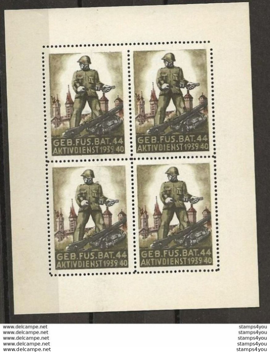 403 - 39 - Feuillet De 4 Timbres Neufs  "Geb.Füs.Bat 44 Aktivdienst 1939/40" - Vignetten