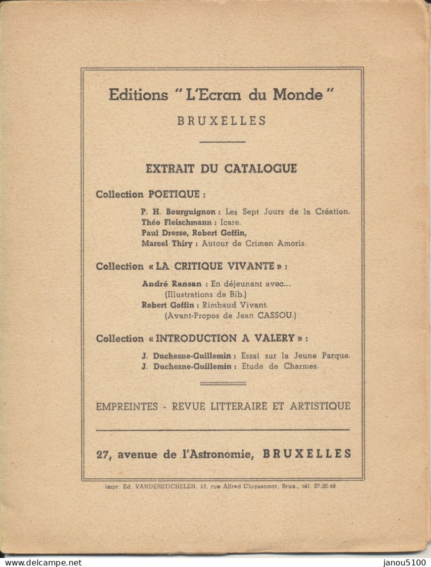 LIVRE     POESIE De " GEO LIBBRECHT  "    DEDICACE      " CHANT DE LA VIRGINITE " ( N°III)       1948. - Autres & Non Classés