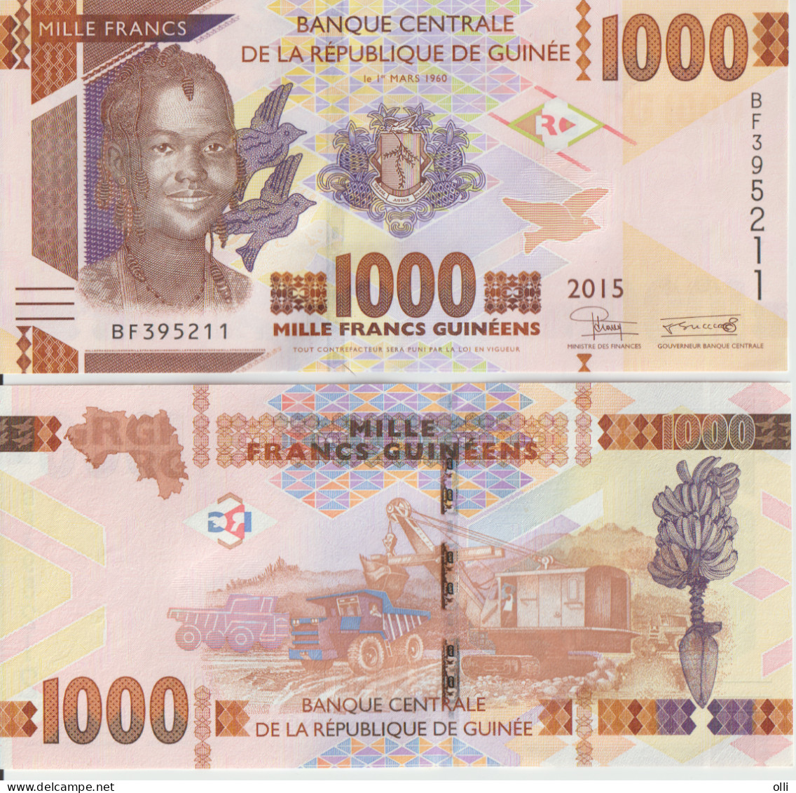 Guinée 1000 Francs 2015 UNC - Guinée