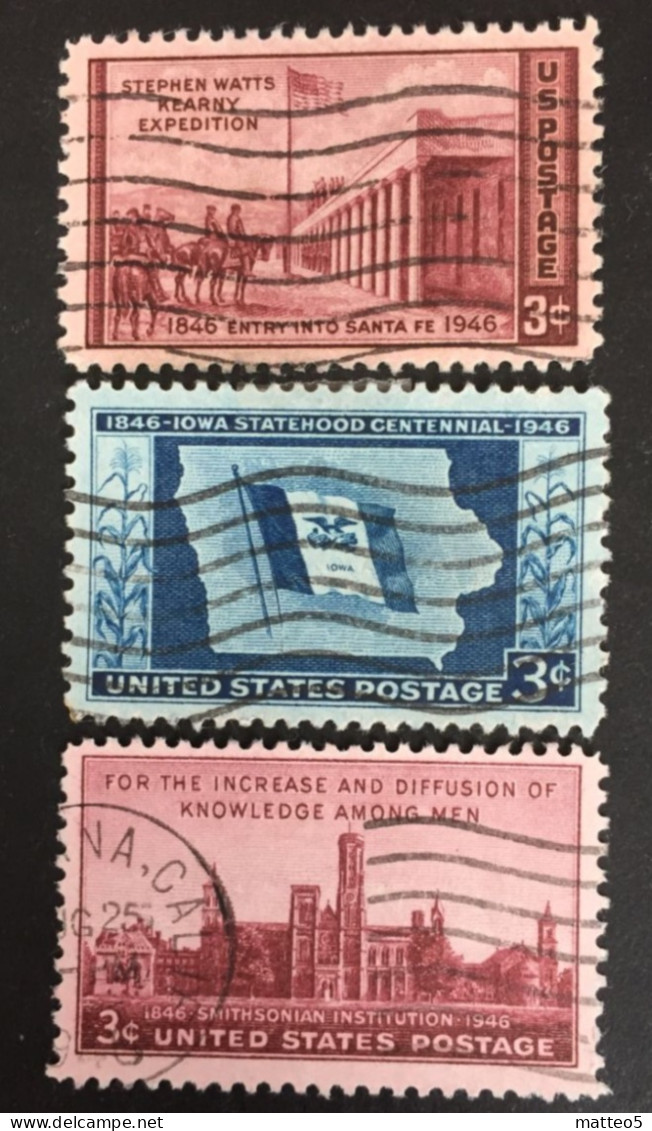 1946 United States - Kearny Expedition, Statehood Iowa, Smithsonian Institution - Used - Used Stamps