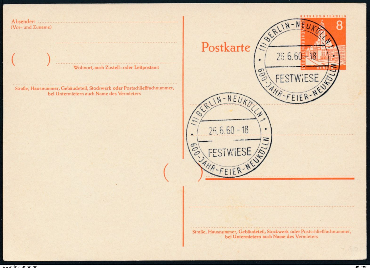 Berlin - Entier Postal / W-Berlin - Poskarte P 42 SSt Berlin Neuköln 26-6-1960 - Postcards - Used