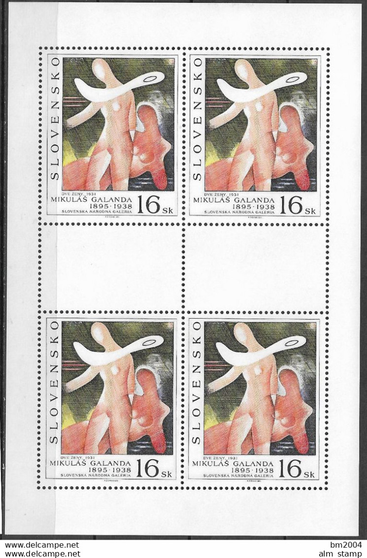 1995 Slovensko Slowakische Rep.  Mi 243-4 **MNH  . Kunstwerke Aus Der Nationalgalerie - Blocks & Kleinbögen