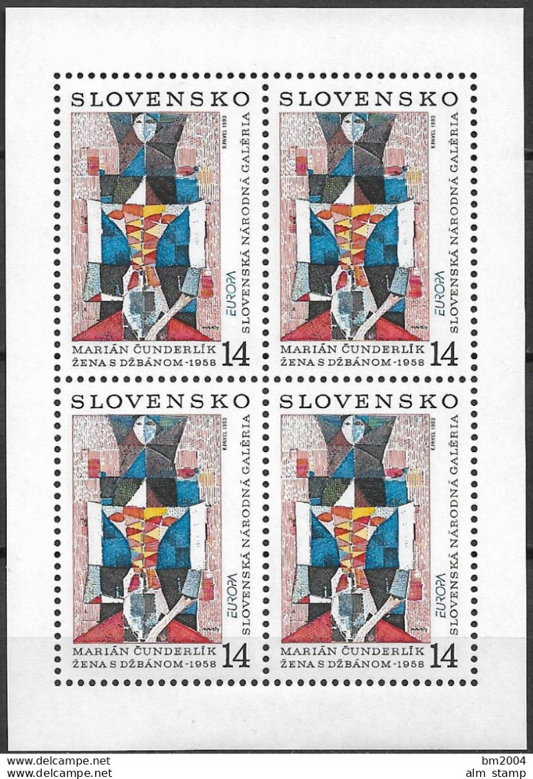 1993 Slovensko Slowakische Rep.  Mi 174 **MNH  Europa: Zeitgenössische Kunst. - Blocks & Kleinbögen