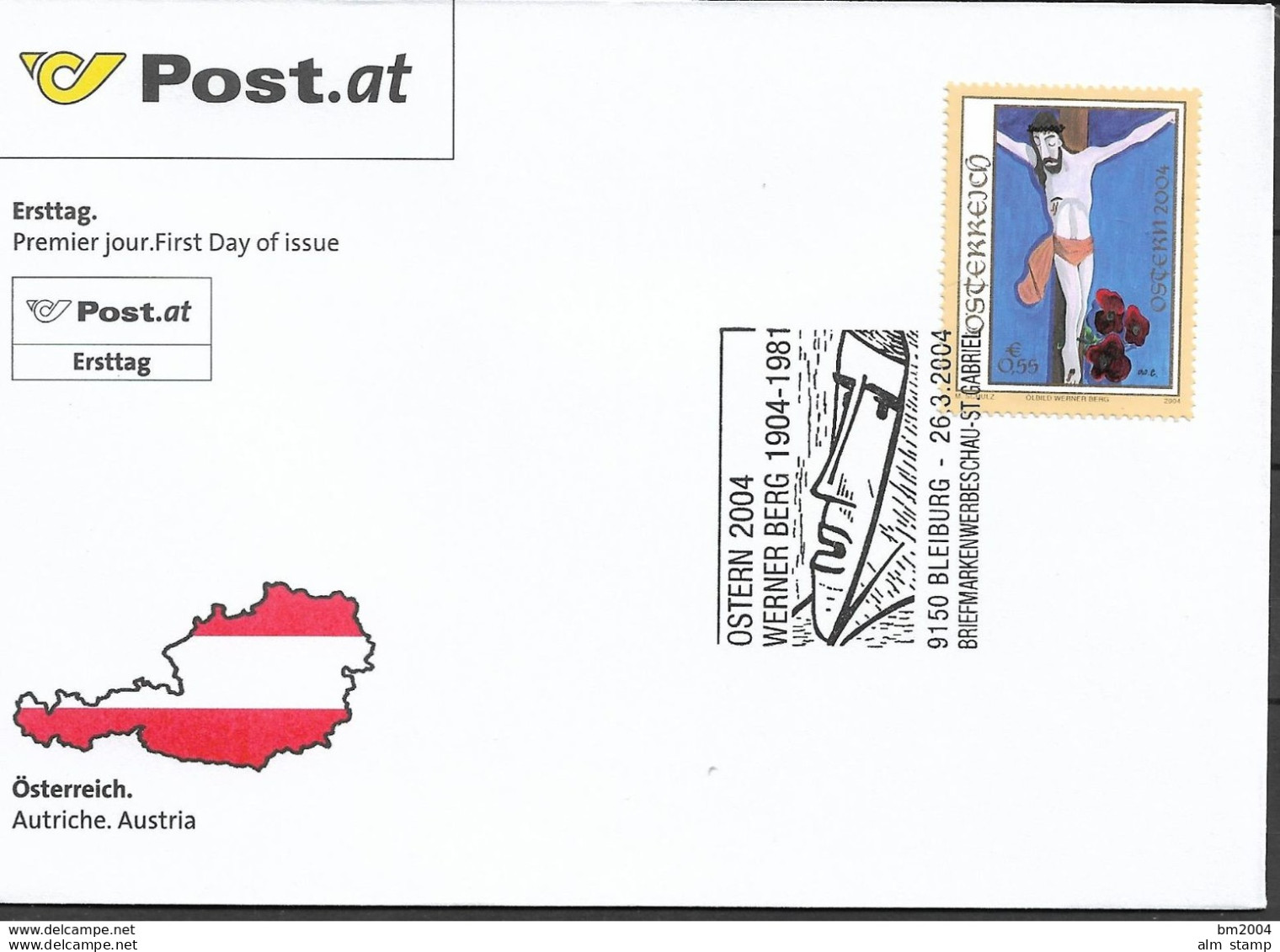 2004 Österreich  Austria Mi.  2470 FDC   Ostern; 100. Geburtstag Von Werner Berg. - FDC